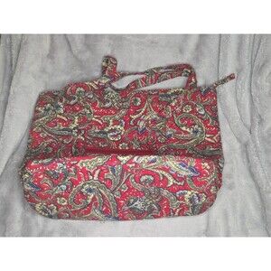 Red Quilted Ladies Handbag Paisley Pattern Shoulder Tote Purse